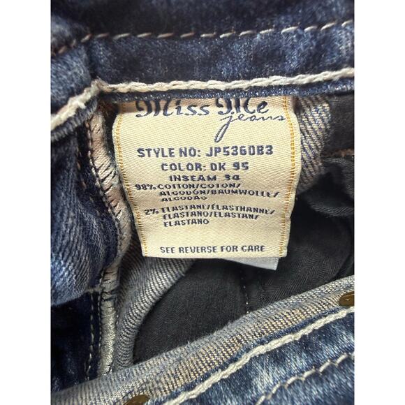 Miss Me Womens Bootcut Jeans Dark Wash Bling Stretch Low Rise Sz 25 32L Y2K Flap - Picture 4 of 13